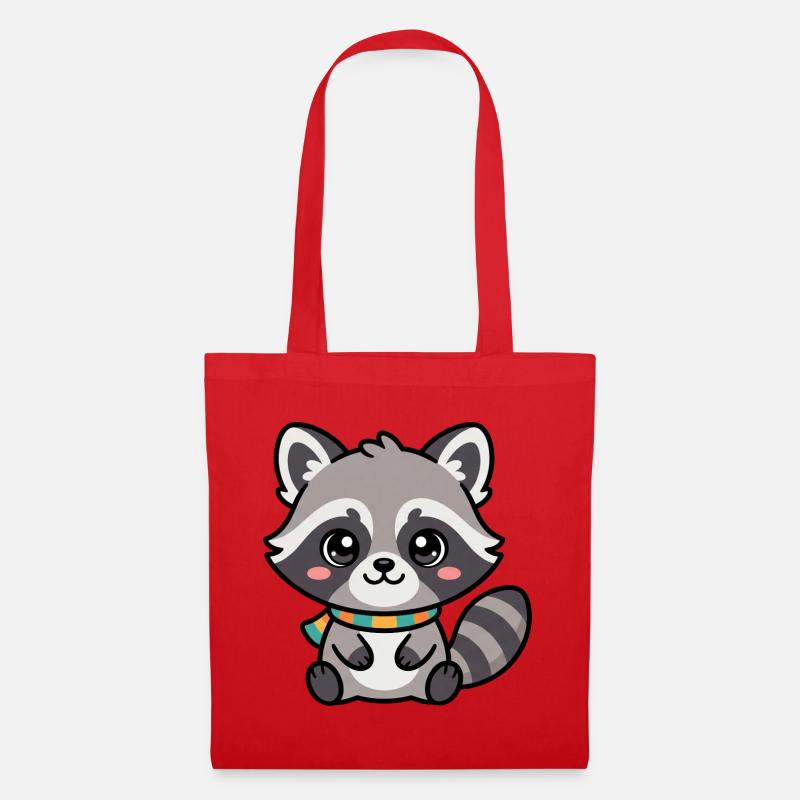 Kuschelraccoon mit Schal - Stoffbeutel - Rot