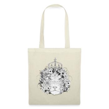 majestätisch geschmückter Löwe mit Blumen & Krone - Stoffbeutel - Rot - Vorne