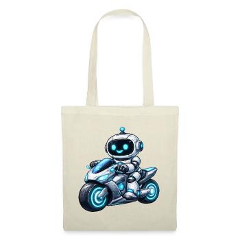 Roboter auf Motorrad - Stoffbeutel - Rot - Vorne