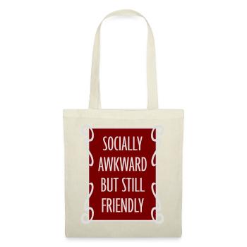 Socially Awkward But Still Friendly Lustig Spruch - Stoffbeutel - Rot - Vorne