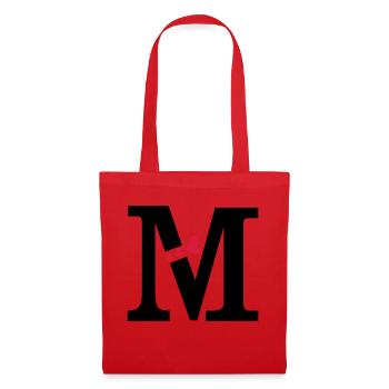 Capital letter M with hearts - Tote Bag - red - Front