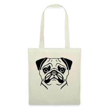 Illustration vectorielle de portrait de carlin - Sac en tissu - rouge - Devant