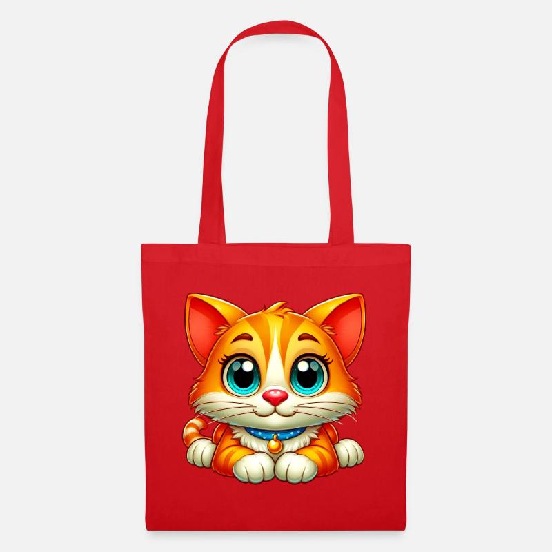 Cat - Tote Bag - red