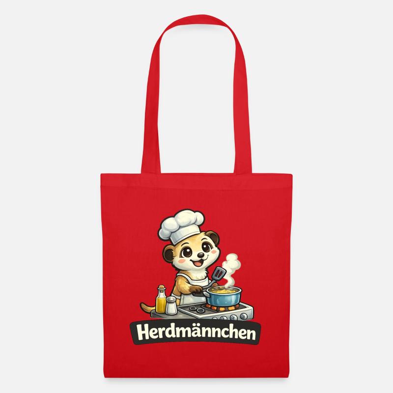 Herdmännchen Erdmännchen am Herd Wortwitz Shirt - Stoffbeutel - Rot
