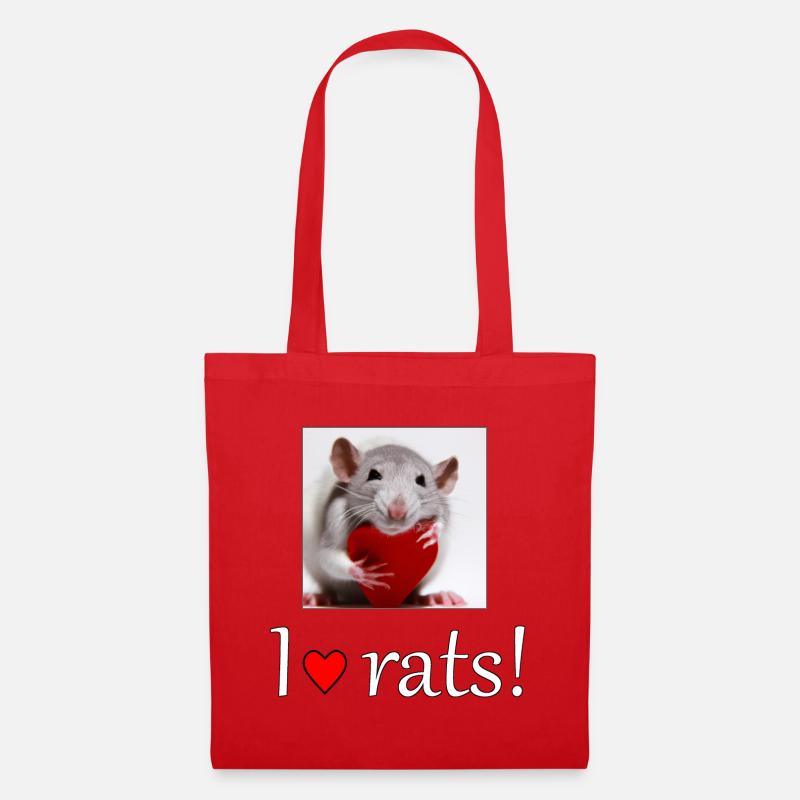 Ratte mit Herz - Stoffbeutel - Rot