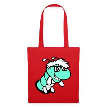 nerd caterpillar looks hole geek worm horn-rimmed glasses smart - Tote Bag - red - Front