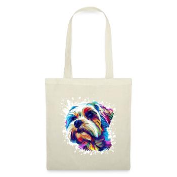 Hund Hundeporträt Pop-Art - Stoffbeutel - Rot - Vorne