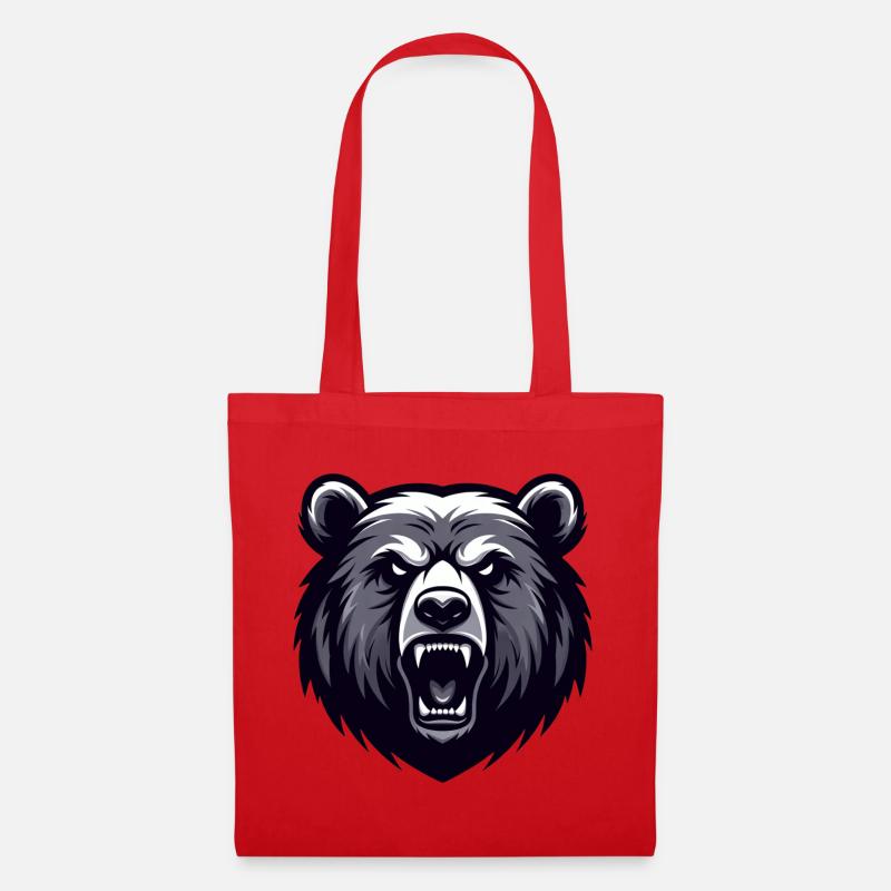 Brüllender Bär – Wilder Grizzly - Stoffbeutel - Rot
