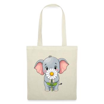 Kleiner Elefant mit Blume - Stoffbeutel - Rot - Vorne