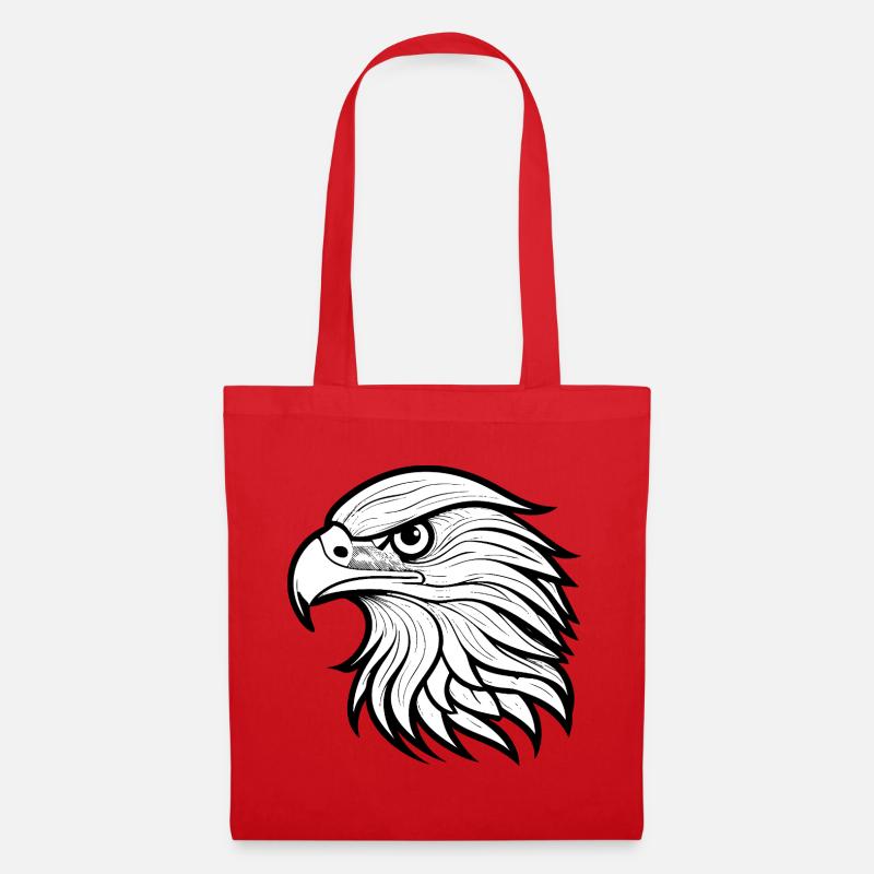 Stylish Eagle Head Illustration - Tote Bag - red