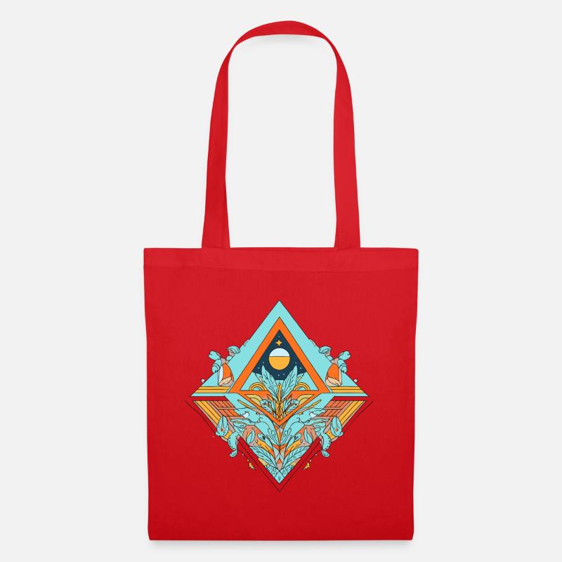 Celestial Dreamscape Geometric Design - Tote Bag - red