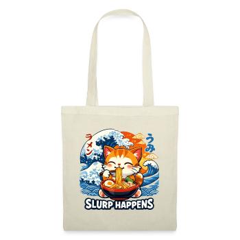 Slurp Happens: Kawaii Cat Ramen - Tote Bag - red - Front