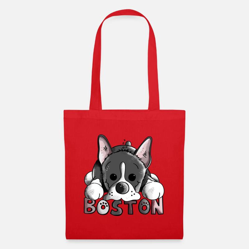 Brenda der Boston Terrier - Stoffbeutel - Rot