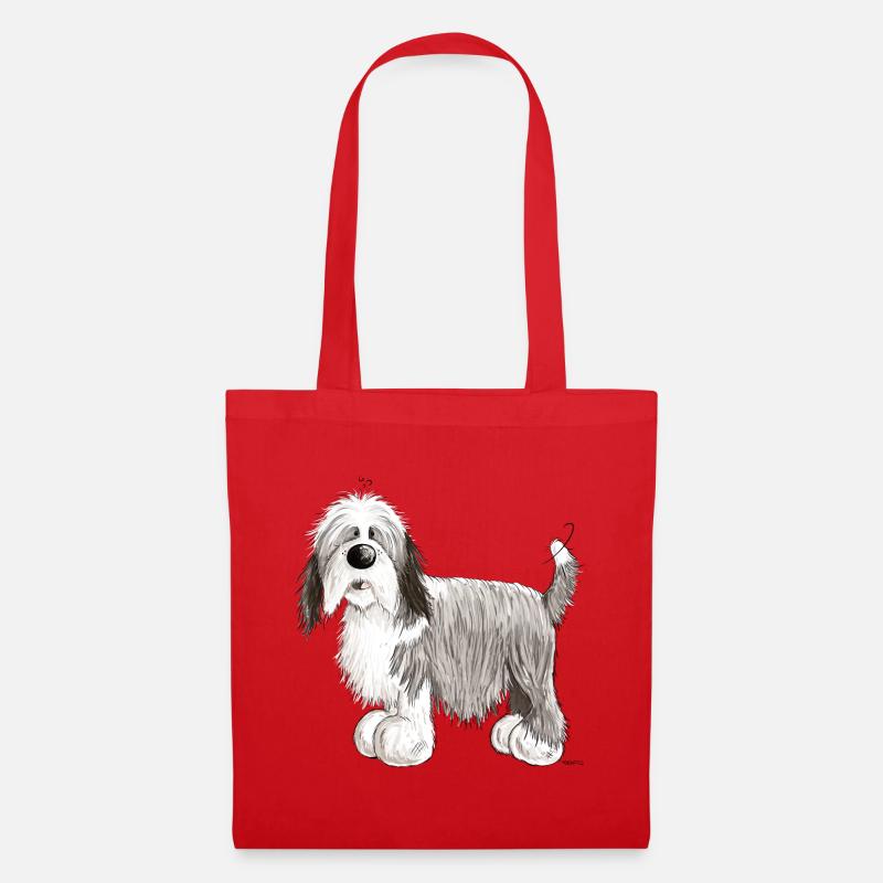 Der Bearded Collie - Stoffbeutel - Rot