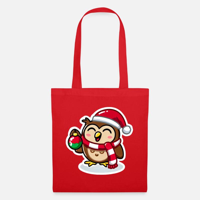 Wise Owl Christmas Cheer - Stoffbeutel - Rot