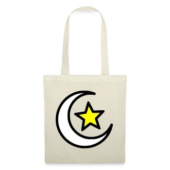 Mondsichel & Stern | Islamisches Symbol Line Art - Stoffbeutel - Rot - Vorne
