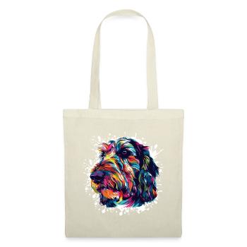 Colorful Dog Portrait with Paint Splashes - Tote Bag - red - Front