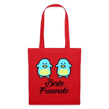 Pinguine Beste Freunde - Stoffbeutel - Rot - Vorne