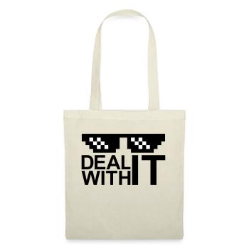 sunglasses pixel bar text deal with it entspa - Tote Bag - red - Front