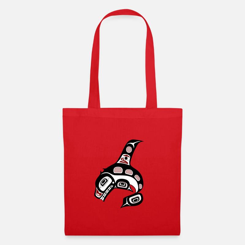 Northwest Pacific coast Haida art Killer whale - Stoffbeutel - Rot