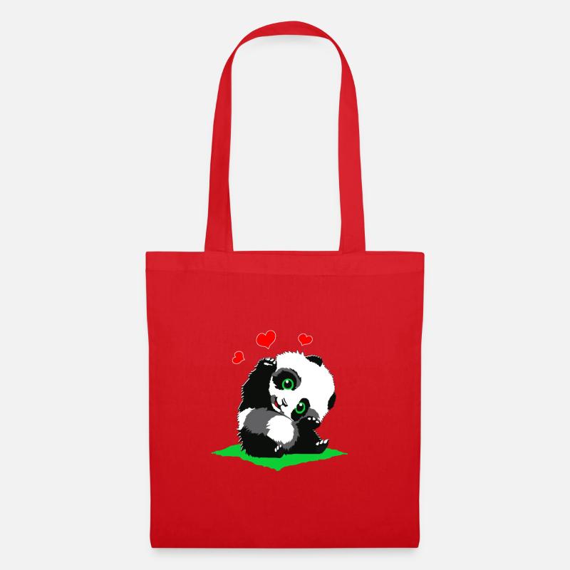 Kuschelpanda mit Herzchen - Stoffbeutel - Rot