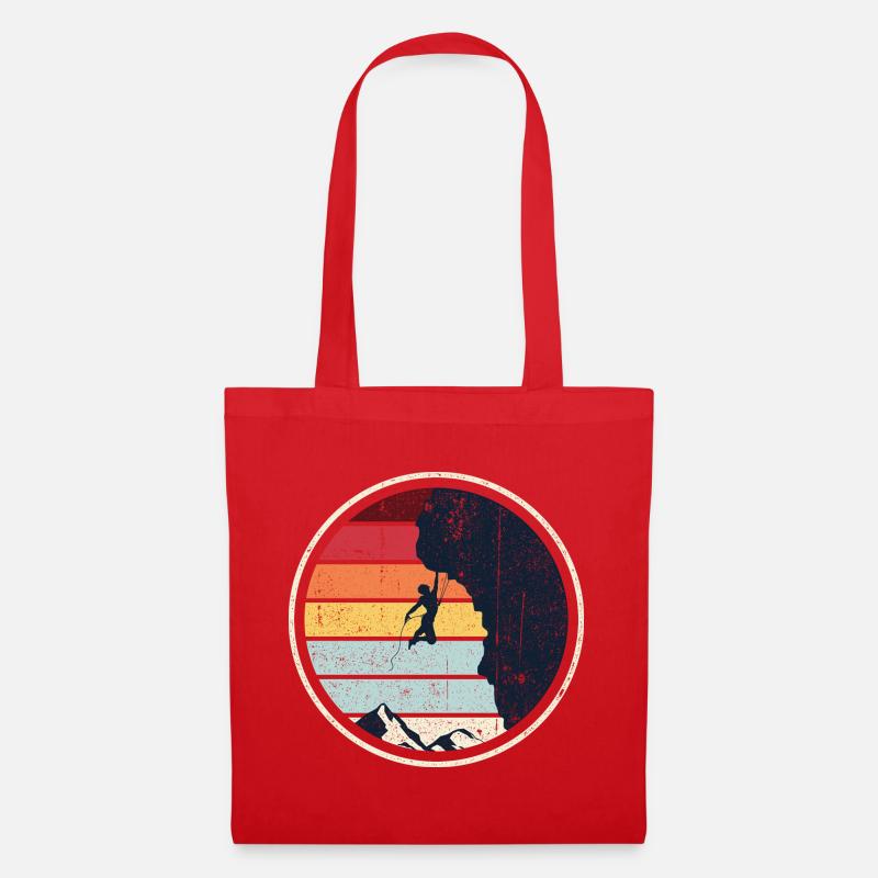 Retro-Sonnenuntergangsklettern auf der Klippe - Stoffbeutel - Rot