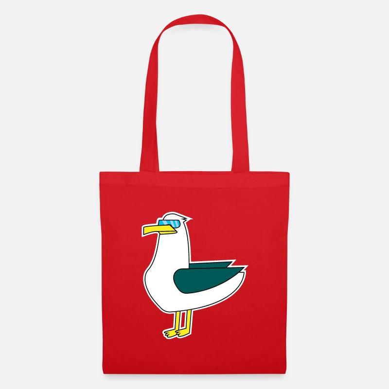 Coole Möwe mit Sonnenbrille - Stoffbeutel - Rot