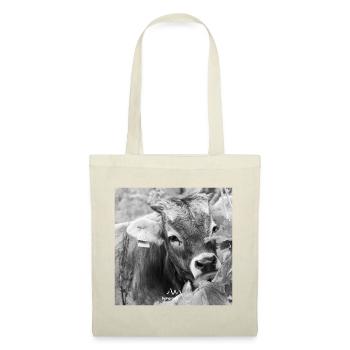Schwarz-Weiß Fotodesign - Junges Kalb mit Charme - Stoffbeutel - Rot - Vorne