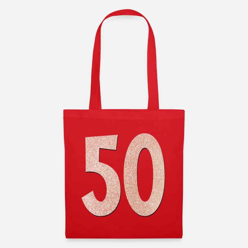 50. Geburtstag - Fünfzig - Stoffbeutel - Rot
