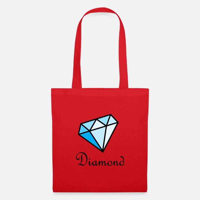 Blauer Geometrischer Diamant - Stoffbeutel - Rot