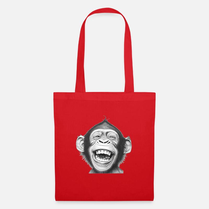 Laughing Monkey Black & White - Tote Bag - red