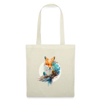 Renard fait d’aquarelles et fond rond - Sac en tissu - rouge - Devant