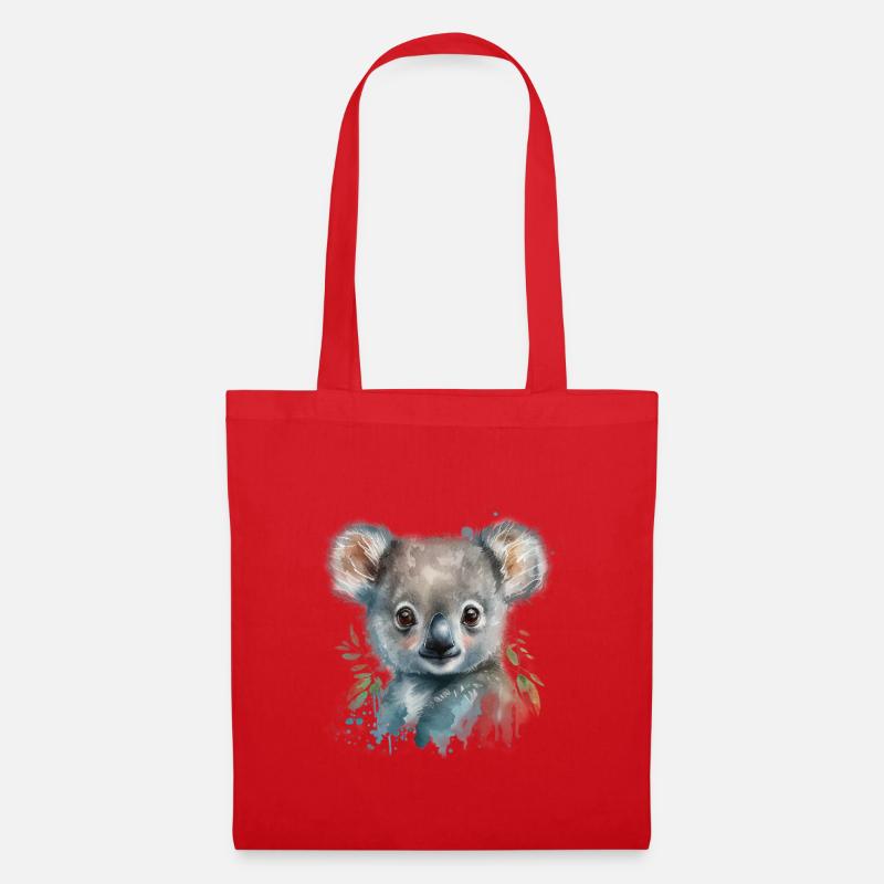 Koala Aquarelle Feuillage - Sac en tissu - rouge