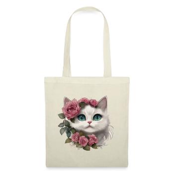 Cute White Cat With Big Eyes - Tote Bag - red - Front