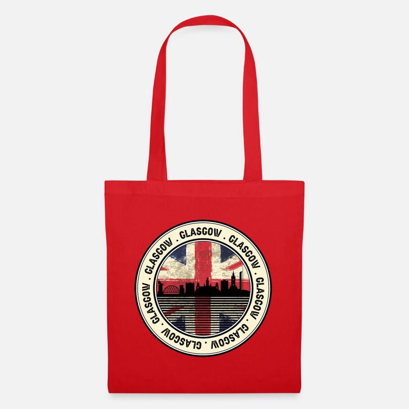 Glasgow Unionjack Stadtbild - Stoffbeutel - Rot