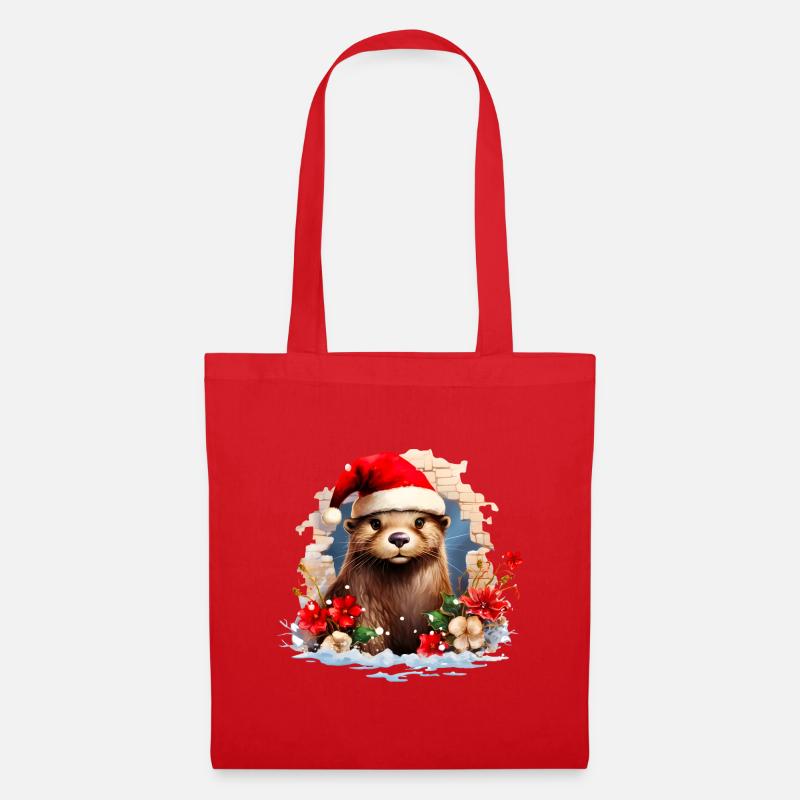 Christmas Otter - Tote Bag - red