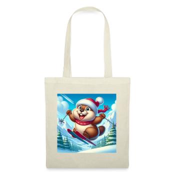 Groundhog Jumping Ski Christmas - Tote Bag - red - Front
