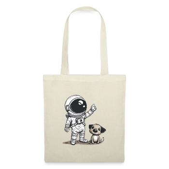 Mignon astronaute et chien dessin animé Design | Espace - Sac en tissu - rouge - Devant