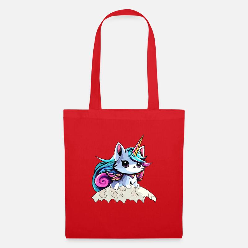 Chat licorne Féerique - Sac en tissu - rouge