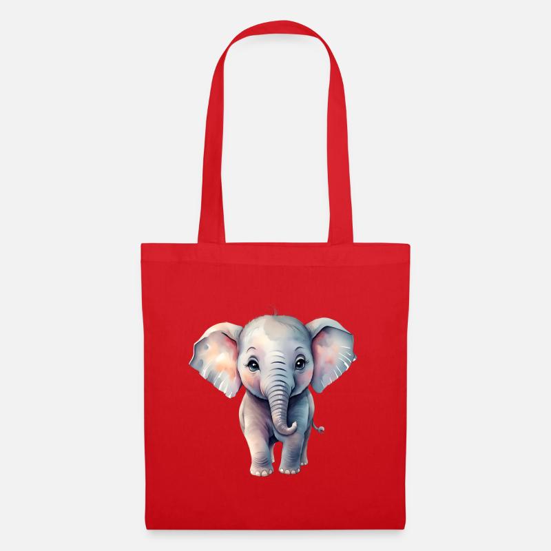 Éléphant pastel dans le style aquarelle - Sac en tissu - rouge