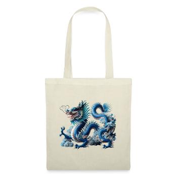 Blauer Drachen im Wolkenfluss - Stoffbeutel - Rot - Vorne
