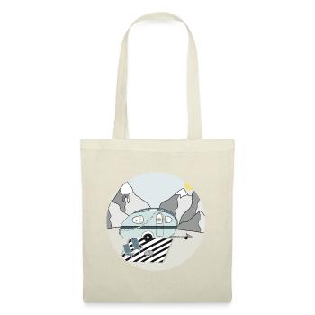 Camping in the mountains with caravan - Tote Bag - red - Front