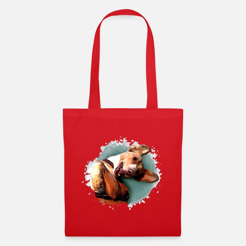 Lustiger Hund Jagdhund khaki - Aquarell Design  - Stoffbeutel - Rot