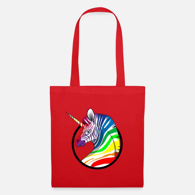 Regenbogen Einhorn Zebra - Stoffbeutel - Rot