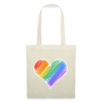 Regenbogenherz Farbstrich - Stoffbeutel - Rot - Vorne