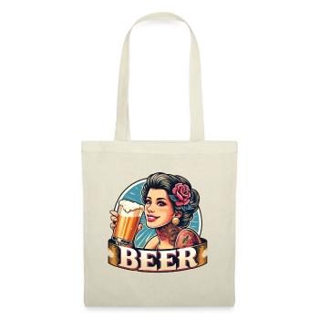 Retro Bier Schönheit - Stilvolle Bierliebhaber - Stoffbeutel - Rot - Vorne