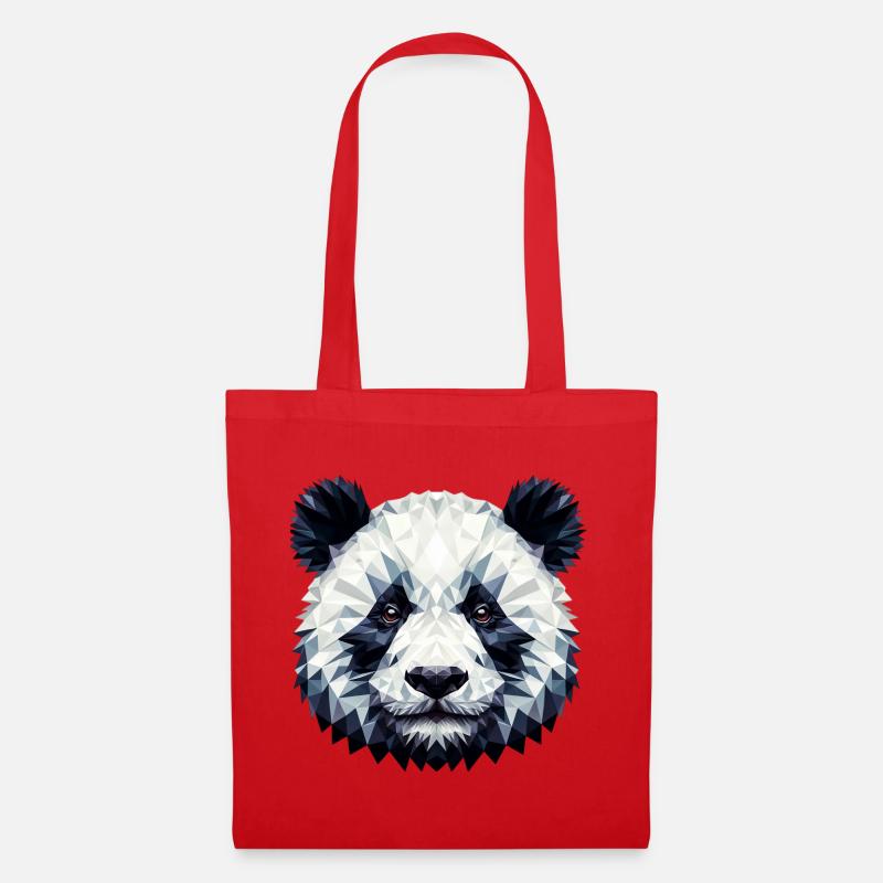 Polygonaler Panda - Stoffbeutel - Rot