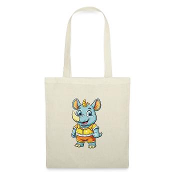 Rhino Cute Cartoon Character Kawaii Clipart - Tote Bag - red - Front