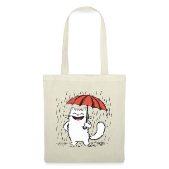 Chat heureux sous la pluie - Sac en tissu - rouge - Devant