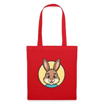 Kaninchen Kawaii Cartoon Figur Tier Haustier Gesicht - Stoffbeutel - Rot - Vorne